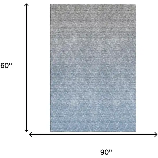 Blue Gray And Silver Geometric Washable Area Rug With UV Protection Photo 4