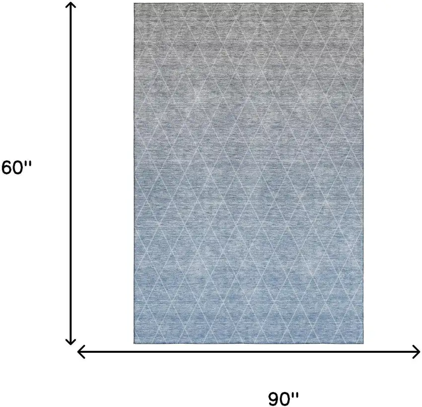 Blue Gray And Silver Geometric Washable Area Rug With UV Protection Photo 4