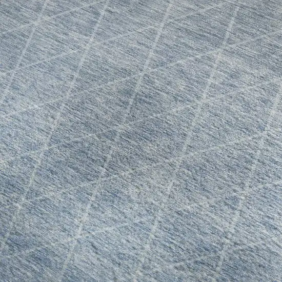 Blue Gray And Silver Geometric Washable Area Rug With UV Protection Photo 3