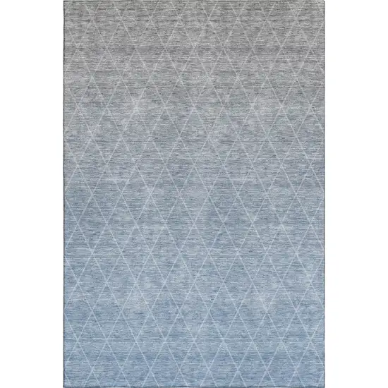 Blue Gray And Silver Geometric Washable Area Rug With UV Protection Photo 5