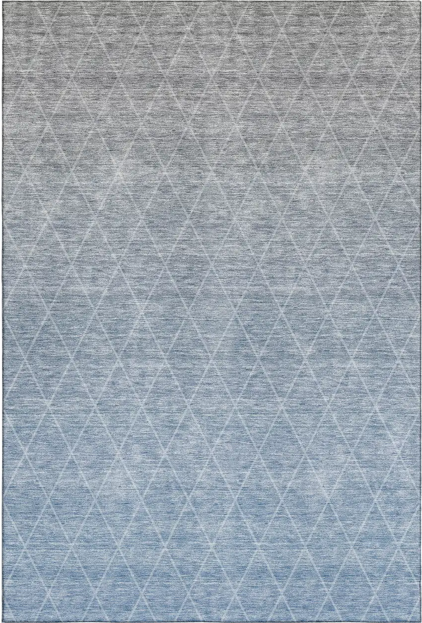 Blue Gray And Silver Geometric Washable Area Rug With UV Protection Photo 5