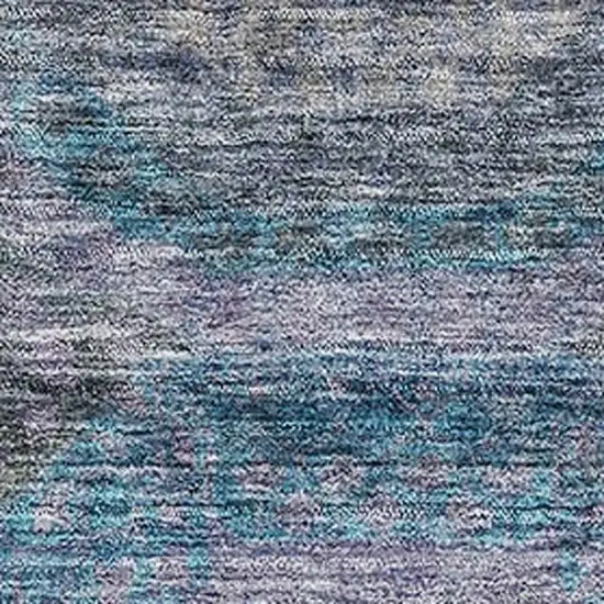 Blue Gray And Silver Geometric Washable Area Rug With UV Protection Photo 2