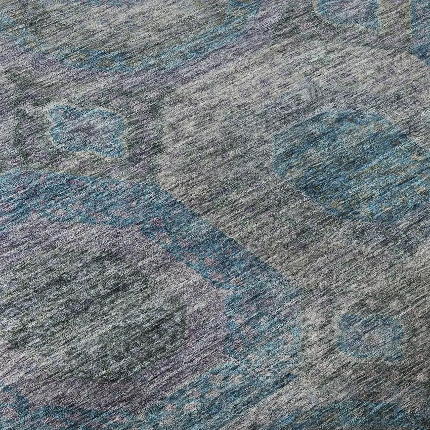 Blue Gray And Silver Geometric Washable Area Rug With UV Protection Photo 9