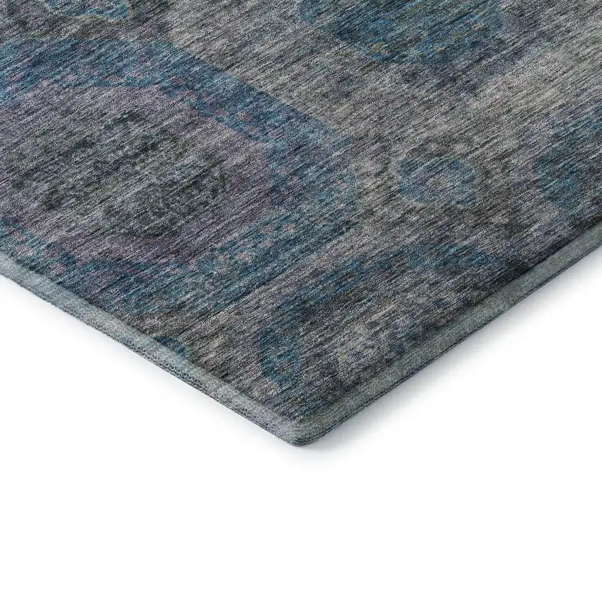 Blue Gray And Silver Geometric Washable Area Rug With UV Protection Photo 6