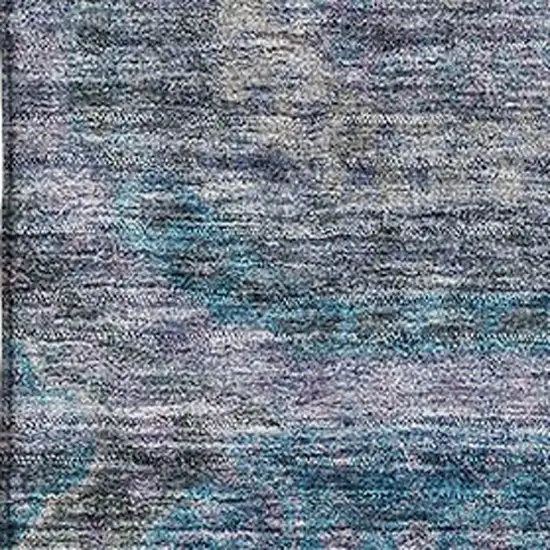 Blue Gray And Silver Geometric Washable Area Rug With UV Protection Photo 2