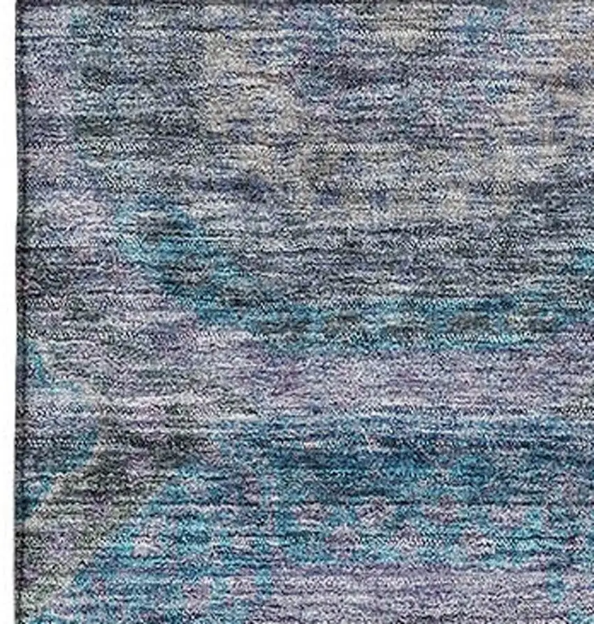 Blue Gray And Silver Geometric Washable Area Rug With UV Protection Photo 3