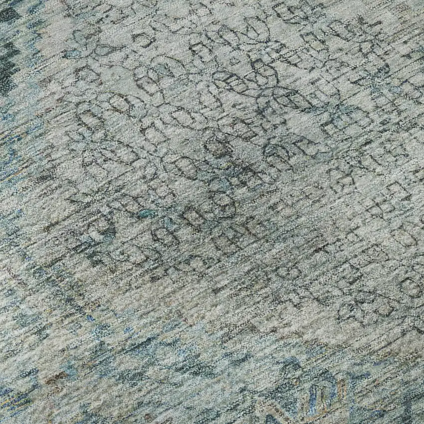 Blue Gray And Silver Geometric Washable Area Rug With UV Protection Photo 9