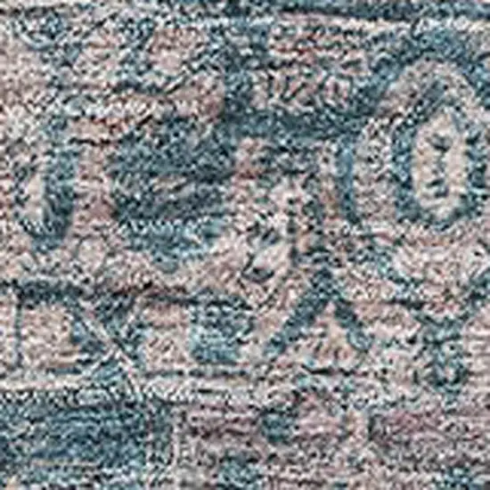 Blue Gray And Silver Oriental Washable Area Rug With UV Protection Photo 2