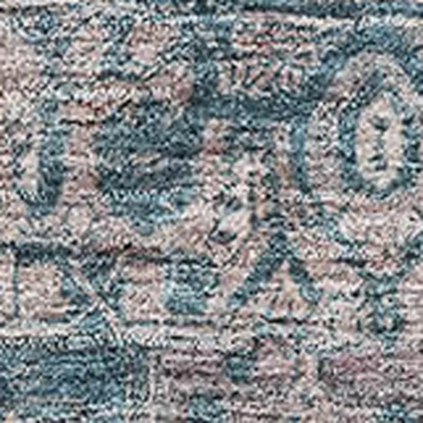 Blue Gray And Silver Oriental Washable Area Rug With UV Protection Photo 2