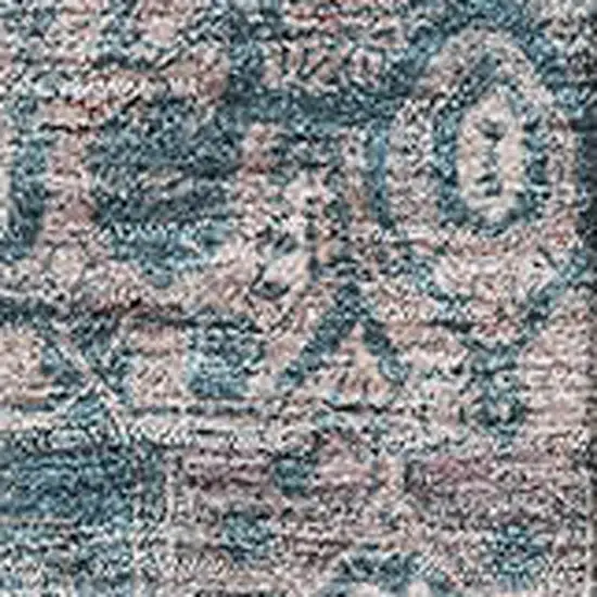 Blue Gray And Silver Oriental Washable Area Rug With UV Protection Photo 2