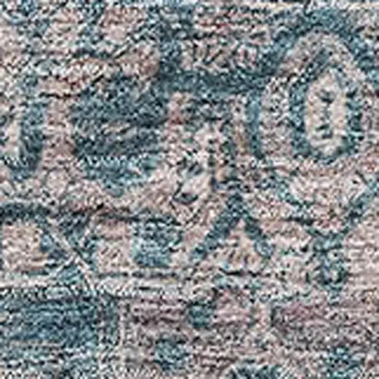 Blue Gray And Silver Oriental Washable Area Rug With UV Protection Photo 2