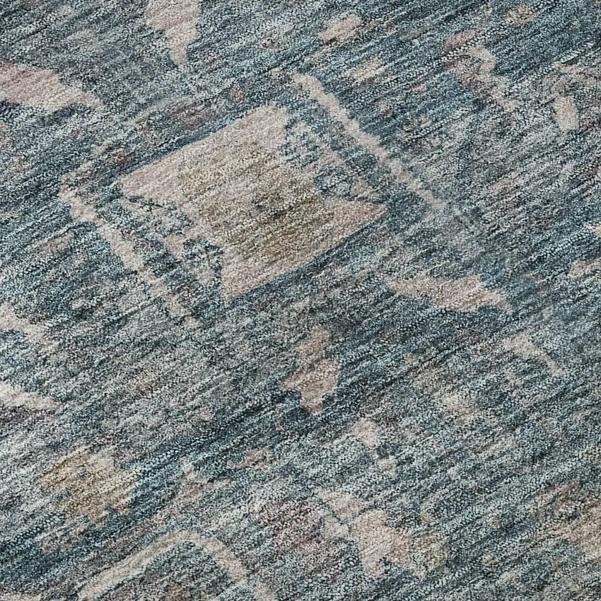 Blue Gray And Silver Oriental Washable Area Rug With UV Protection Photo 9