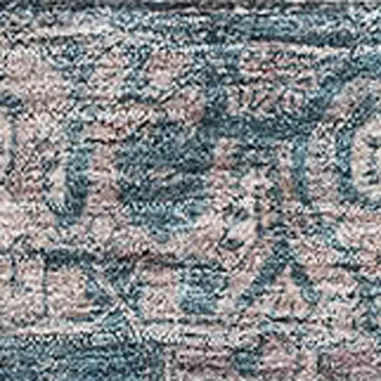 Blue Gray And Silver Oriental Washable Area Rug With UV Protection Photo 2