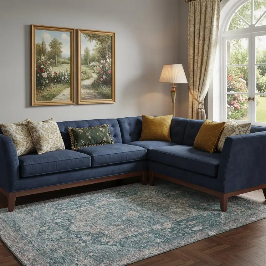 Blue Gray And Silver Oriental Washable Area Rug With UV Protection Photo 2