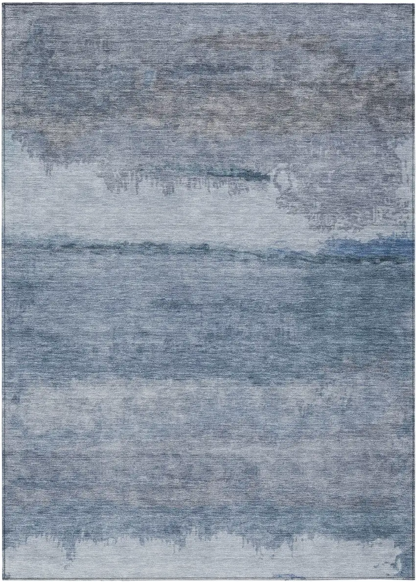 Blue Gray And Sky Blue Abstract Washable Indoor Outdoor Area Rug Photo 1
