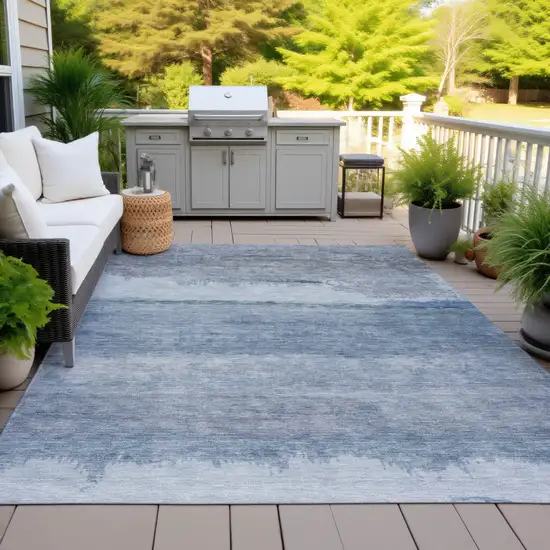 Blue Gray And Sky Blue Abstract Washable Indoor Outdoor Area Rug Photo 4