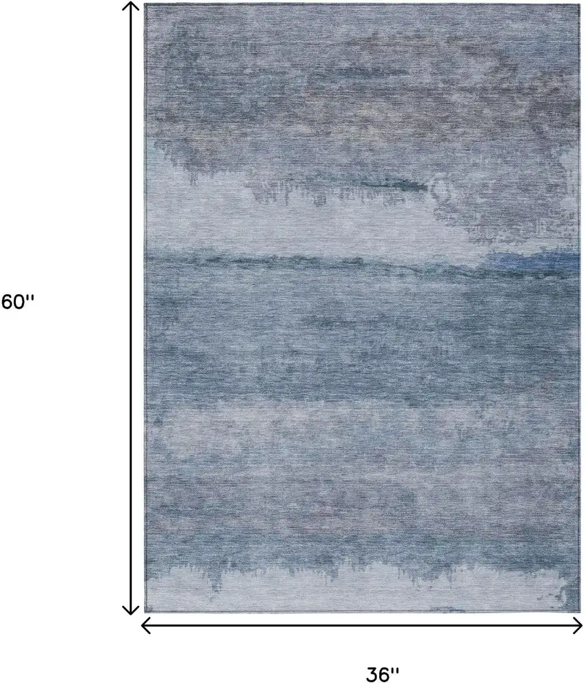 Blue Gray And Sky Blue Abstract Washable Indoor Outdoor Area Rug Photo 8