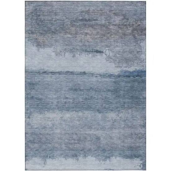 Blue Gray And Sky Blue Abstract Washable Indoor Outdoor Area Rug Photo 1