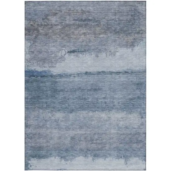Blue Gray And Sky Blue Abstract Washable Indoor Outdoor Area Rug Photo 3