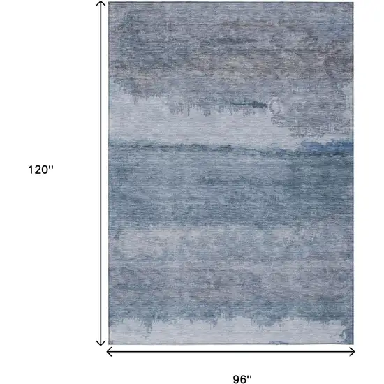 Blue Gray And Sky Blue Abstract Washable Indoor Outdoor Area Rug Photo 9