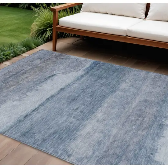 Blue Gray And Sky Blue Abstract Washable Indoor Outdoor Area Rug Photo 2