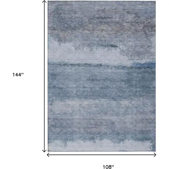 Blue Gray And Sky Blue Abstract Washable Indoor Outdoor Area Rug Photo 8
