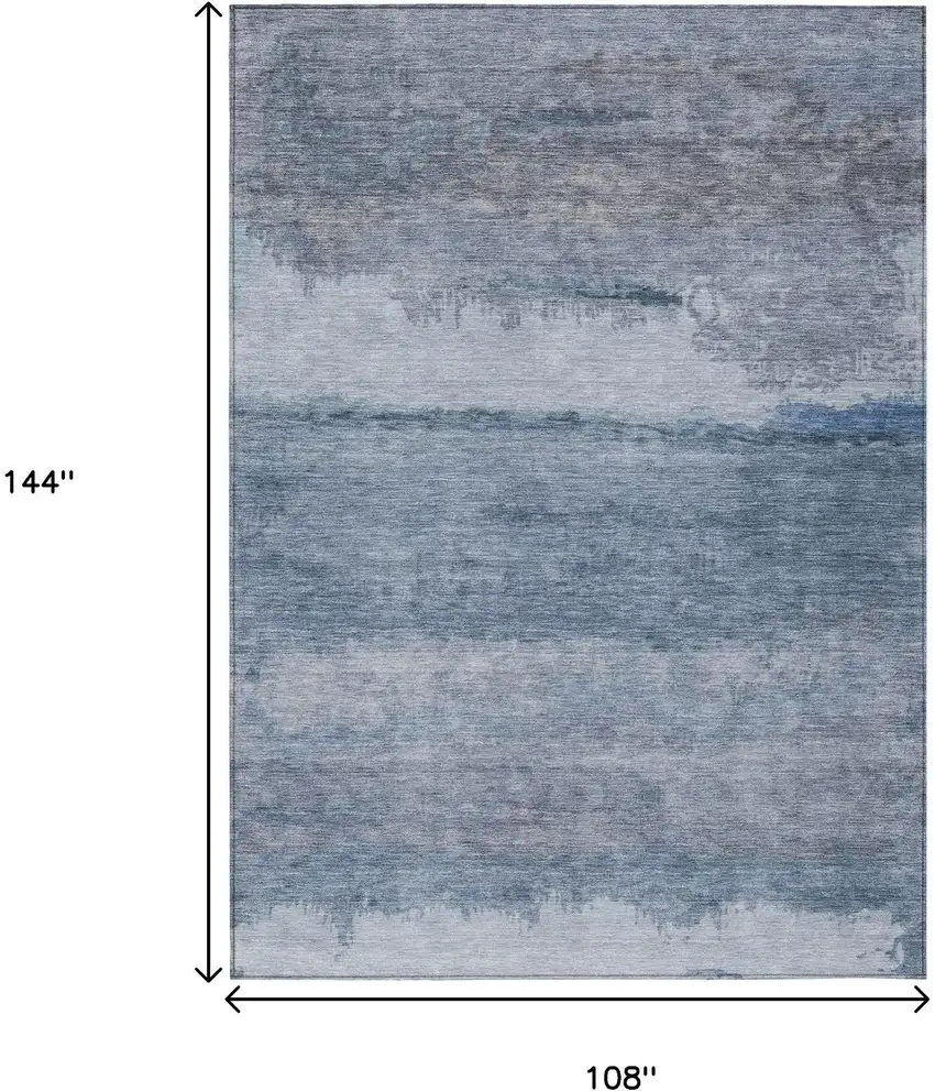 Blue Gray And Sky Blue Abstract Washable Indoor Outdoor Area Rug Photo 8
