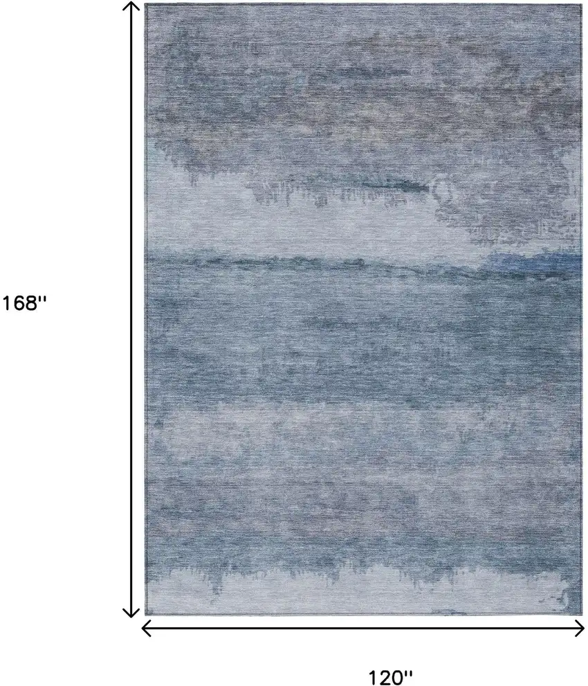 Blue Gray And Sky Blue Abstract Washable Indoor Outdoor Area Rug Photo 9