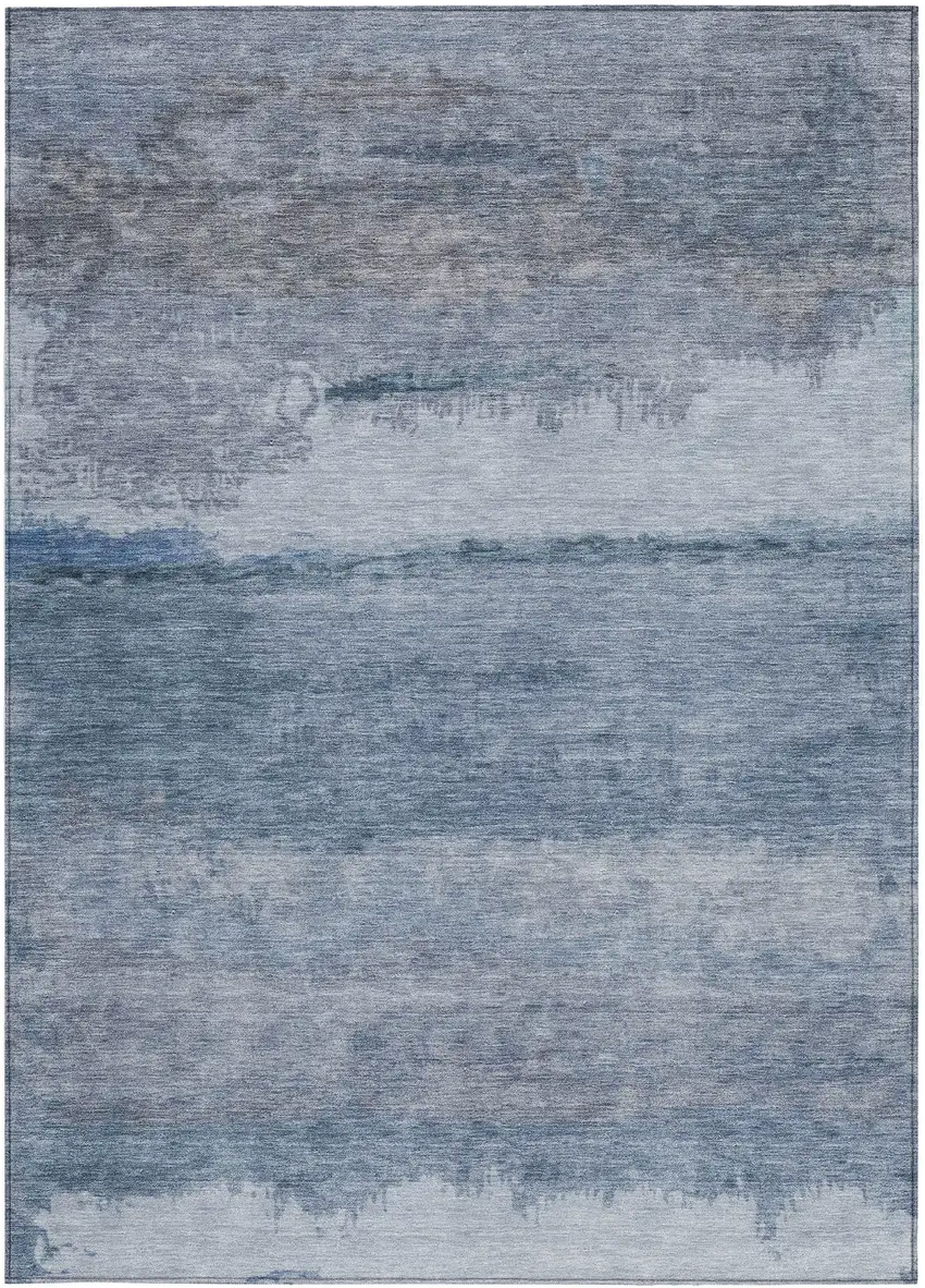 Blue Gray And Sky Blue Abstract Washable Indoor Outdoor Area Rug Photo 3