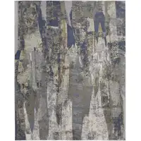 Photo of Blue Gray And Tan Abstract Power Loom Distressed Area Rug