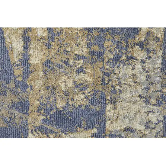 Blue Gray And Tan Abstract Distressed Area Rug Photo 8