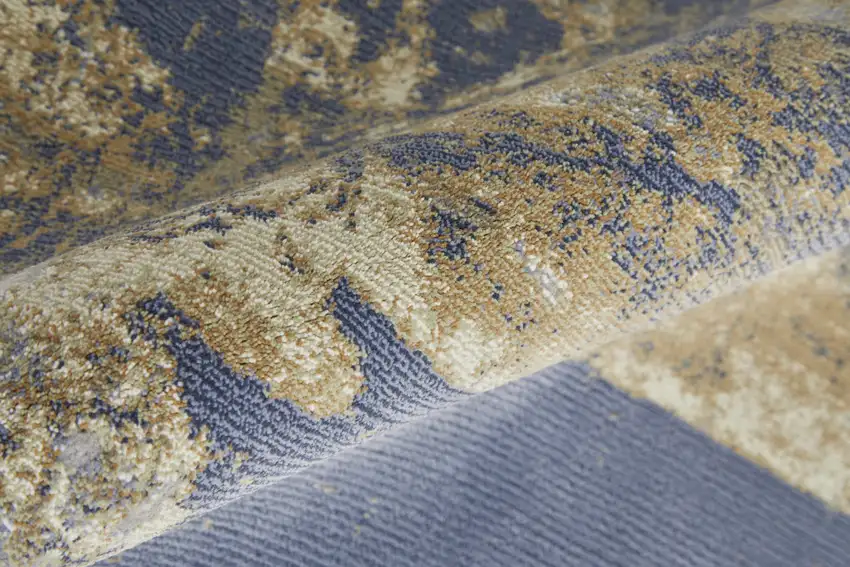 Blue Gray And Tan Abstract Power Loom Distressed Area Rug Photo 9