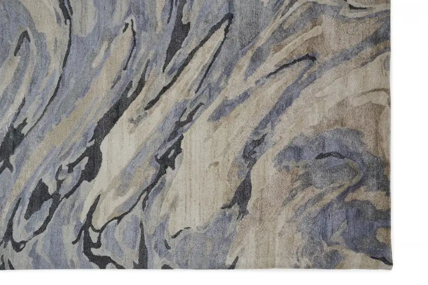 Blue Gray And Taupe Abstract Tufted Handmade Area Rug Photo 9