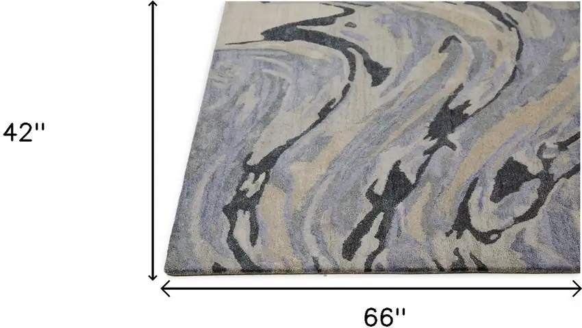 Blue Gray And Taupe Abstract Tufted Handmade Area Rug Photo 10