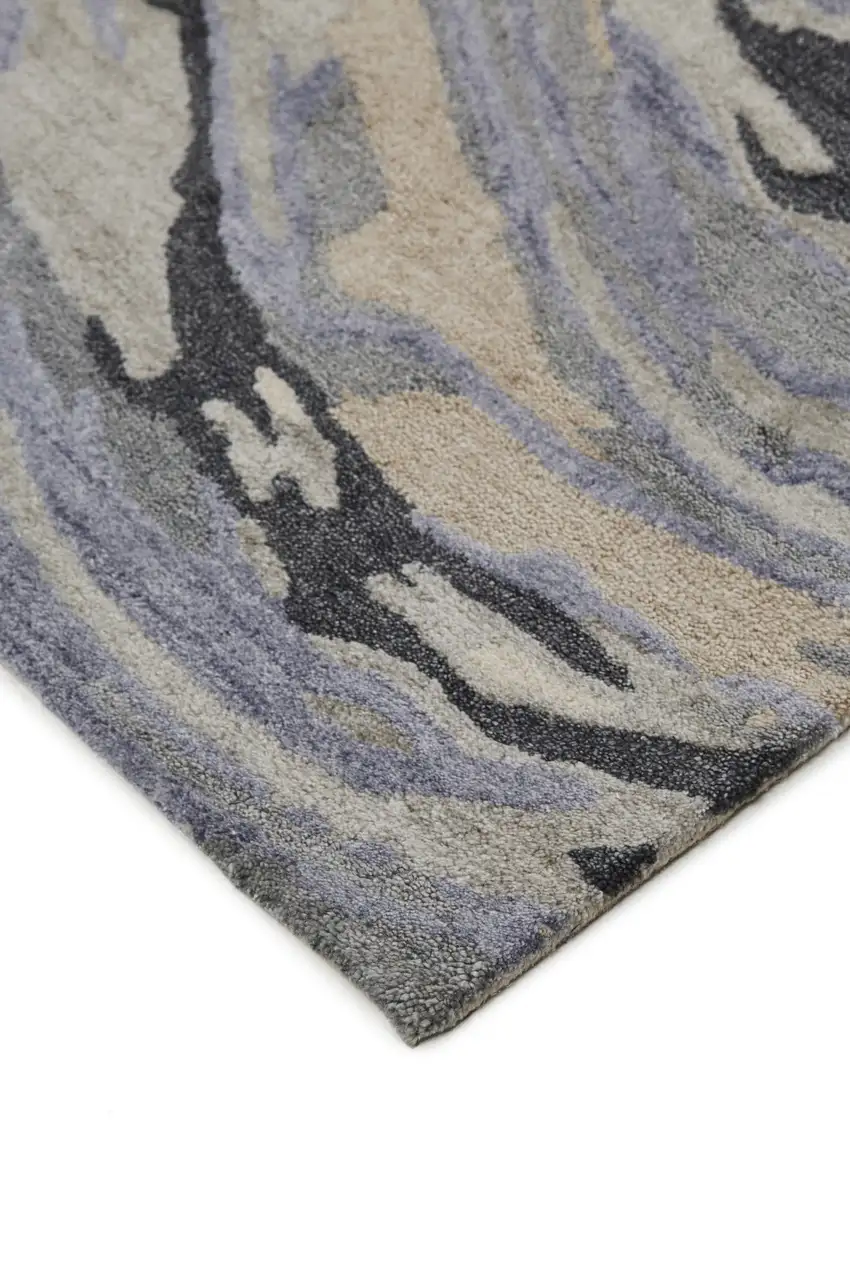 Blue Gray And Taupe Abstract Tufted Handmade Area Rug Photo 6
