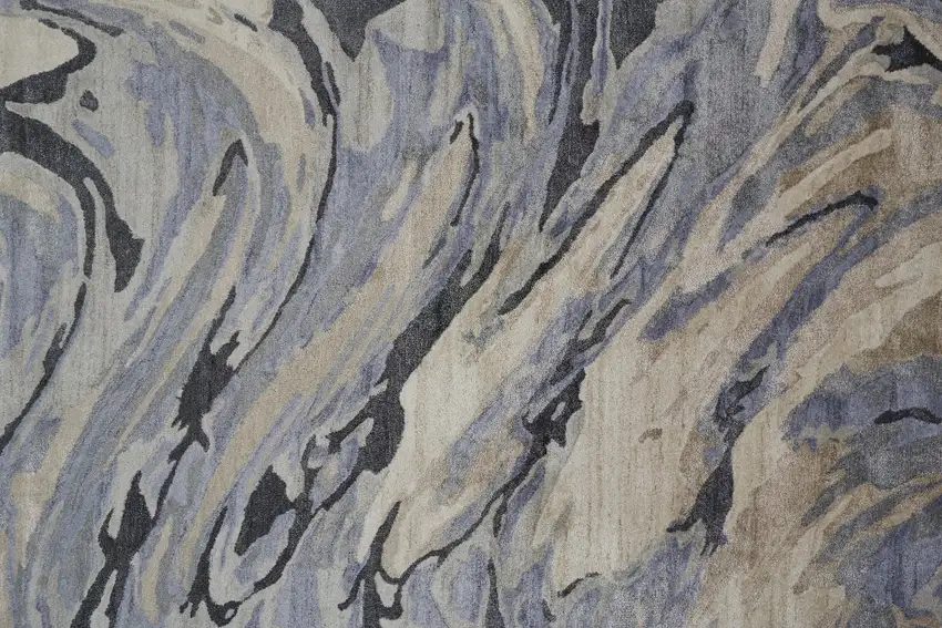 Blue Gray And Taupe Abstract Tufted Handmade Area Rug Photo 8