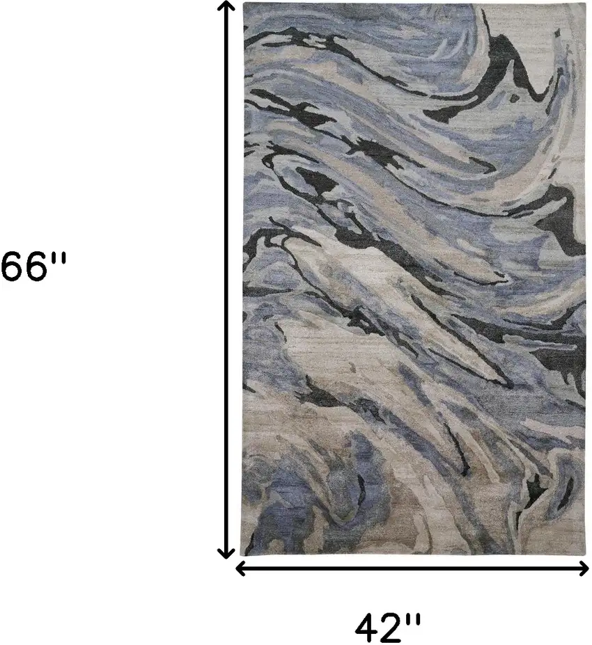 Gray and Ivory Abstract Hand Tufted Area Rug Photo 3