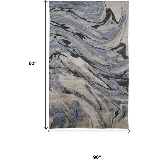 Blue Gray And Taupe Abstract Tufted Handmade Area Rug Photo 3