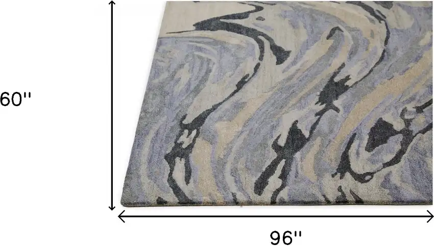 Blue Gray And Taupe Abstract Tufted Handmade Area Rug Photo 10