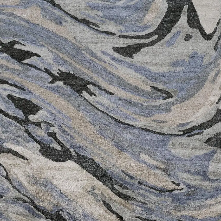 Blue Gray And Taupe Abstract Tufted Handmade Area Rug Photo 4