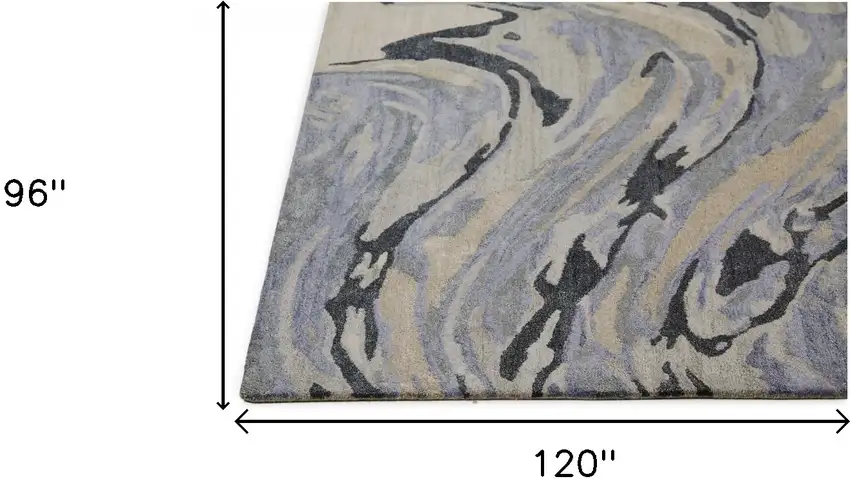 Blue Gray And Taupe Abstract Tufted Handmade Area Rug Photo 10