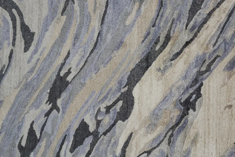 Blue Gray And Taupe Abstract Tufted Handmade Area Rug Photo 3