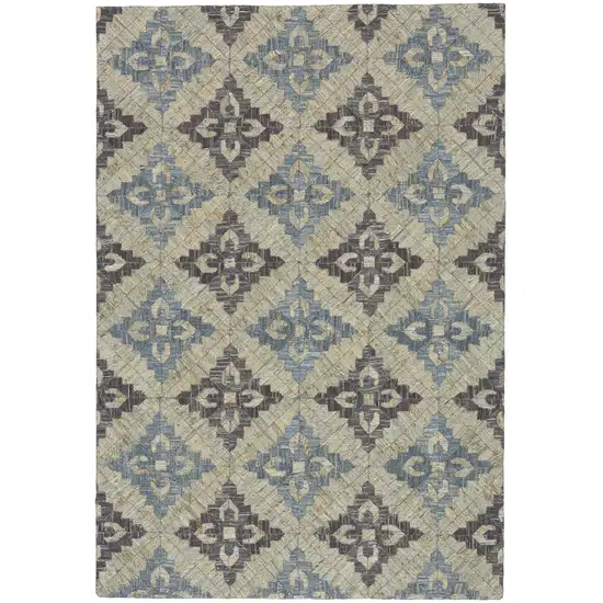 Blue Gray And Taupe Jute Geometric Hand Woven Area Rug Photo 2
