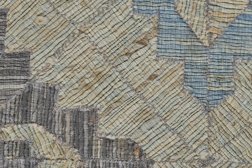 Blue Gray And Taupe Jute Geometric Hand Woven Area Rug Photo 4