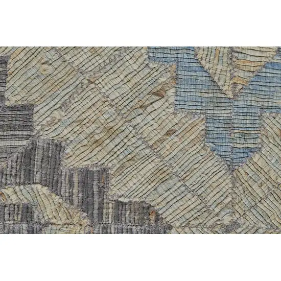 Blue Gray And Taupe Jute Geometric Hand Woven Area Rug Photo 4