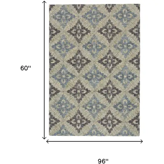 Blue Gray And Taupe Jute Geometric Hand Woven Area Rug Photo 5