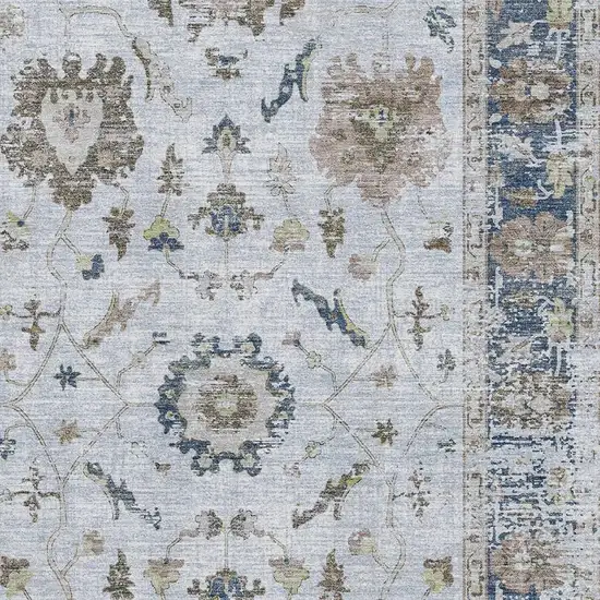 Blue Gray And Taupe Oriental Washable Area Rug With UV Protection Photo 3