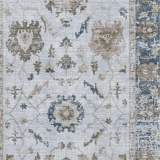Blue Gray And Taupe Oriental Washable Area Rug With UV Protection Photo 3