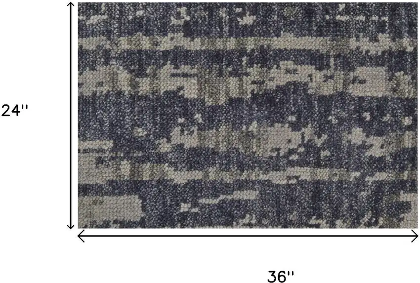 Blue Gray And Taupe Wool Abstract Hand Knotted Area Rug Photo 7