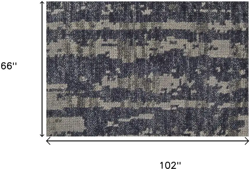 Blue Gray And Taupe Wool Abstract Hand Knotted Area Rug Photo 7